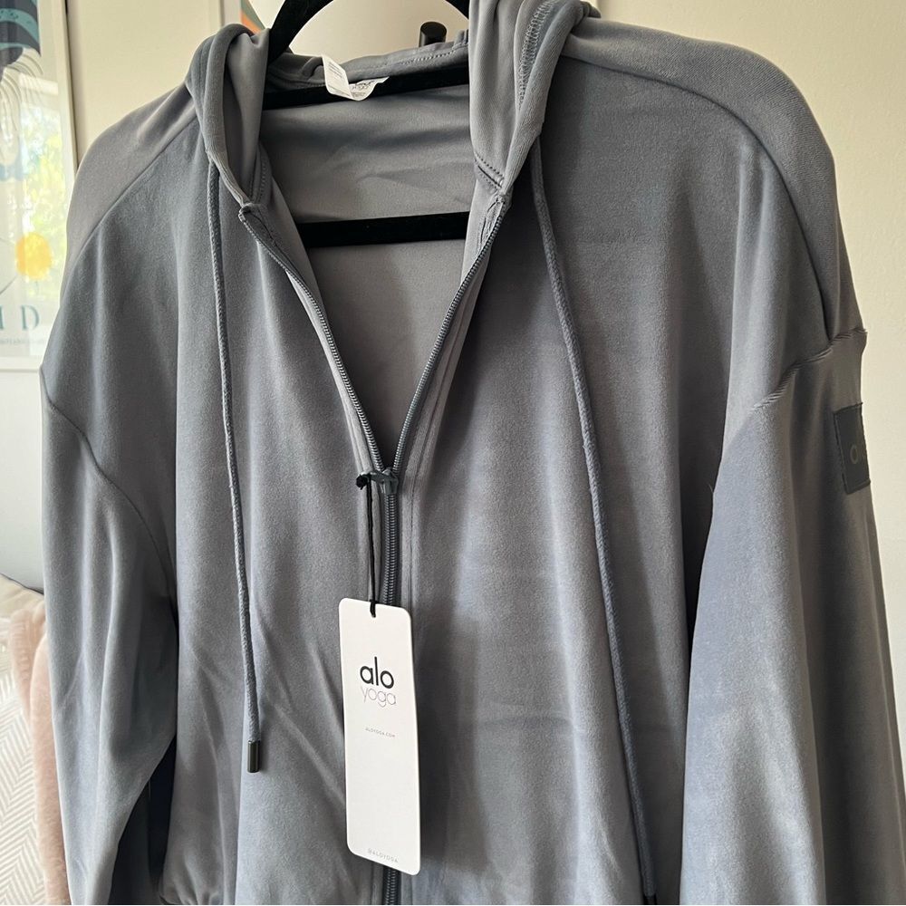 NWT Alo Yoga Velour Glimmer Full Zip Hoodie Size Small - Picture 8 of 12